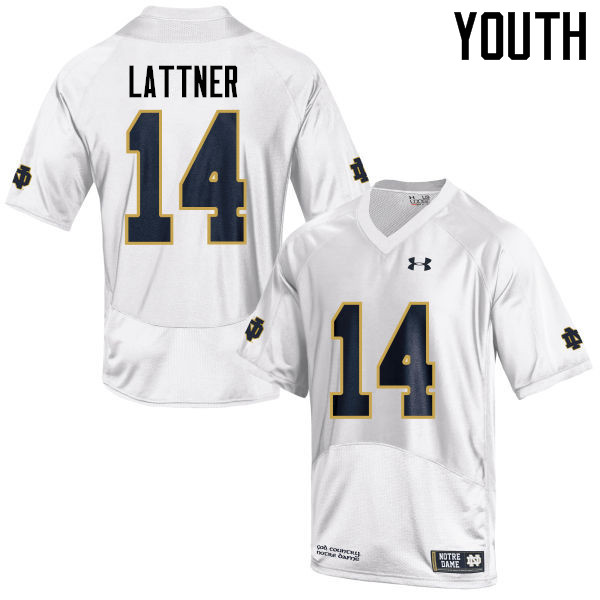 Youth #14 Johnny Lattner Notre Dame Fighting Irish College Football Jerseys-White